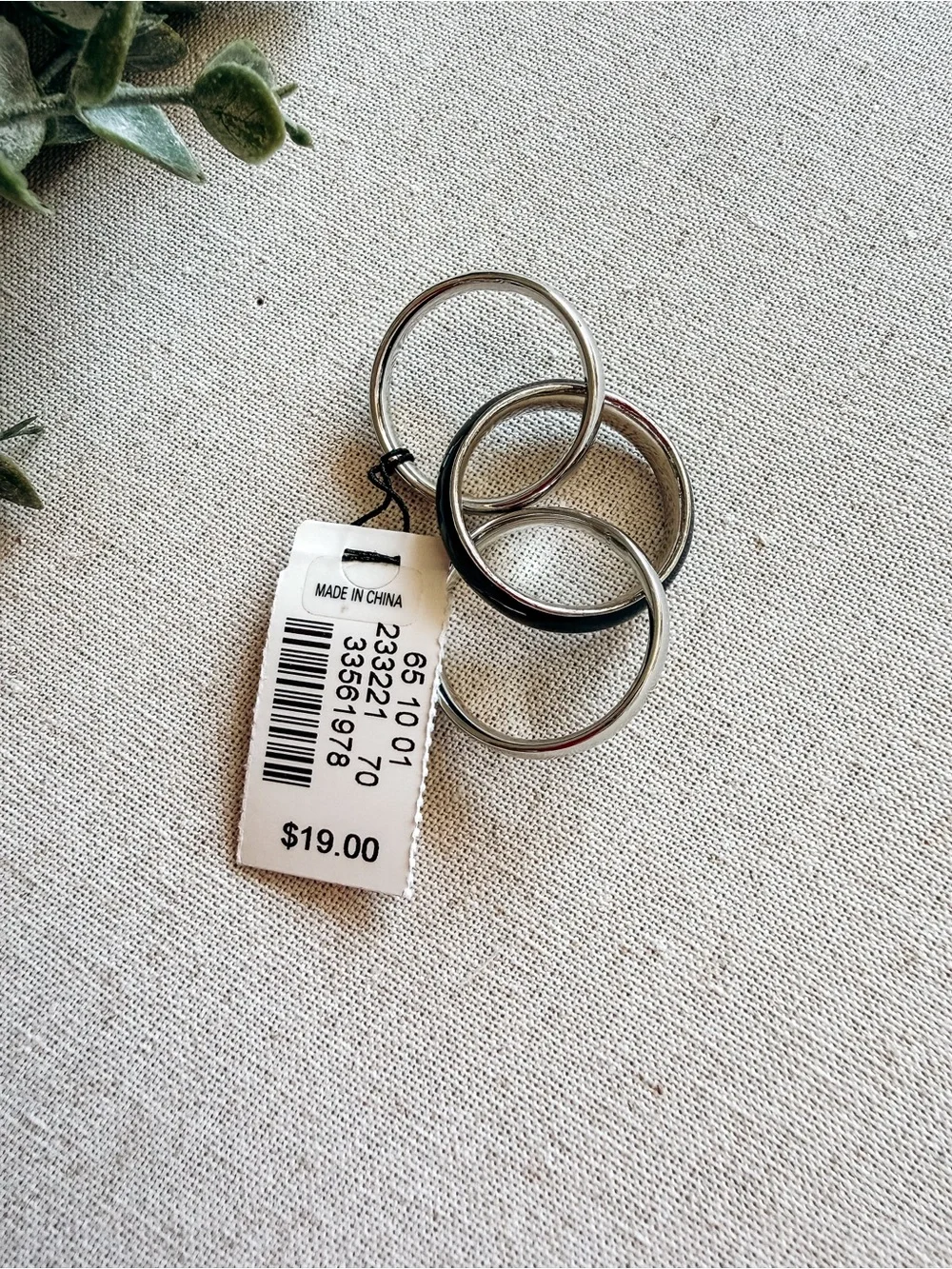 Talbots Black Scarf Ring Set Silver Tone 4-Piece Accessory NWT
